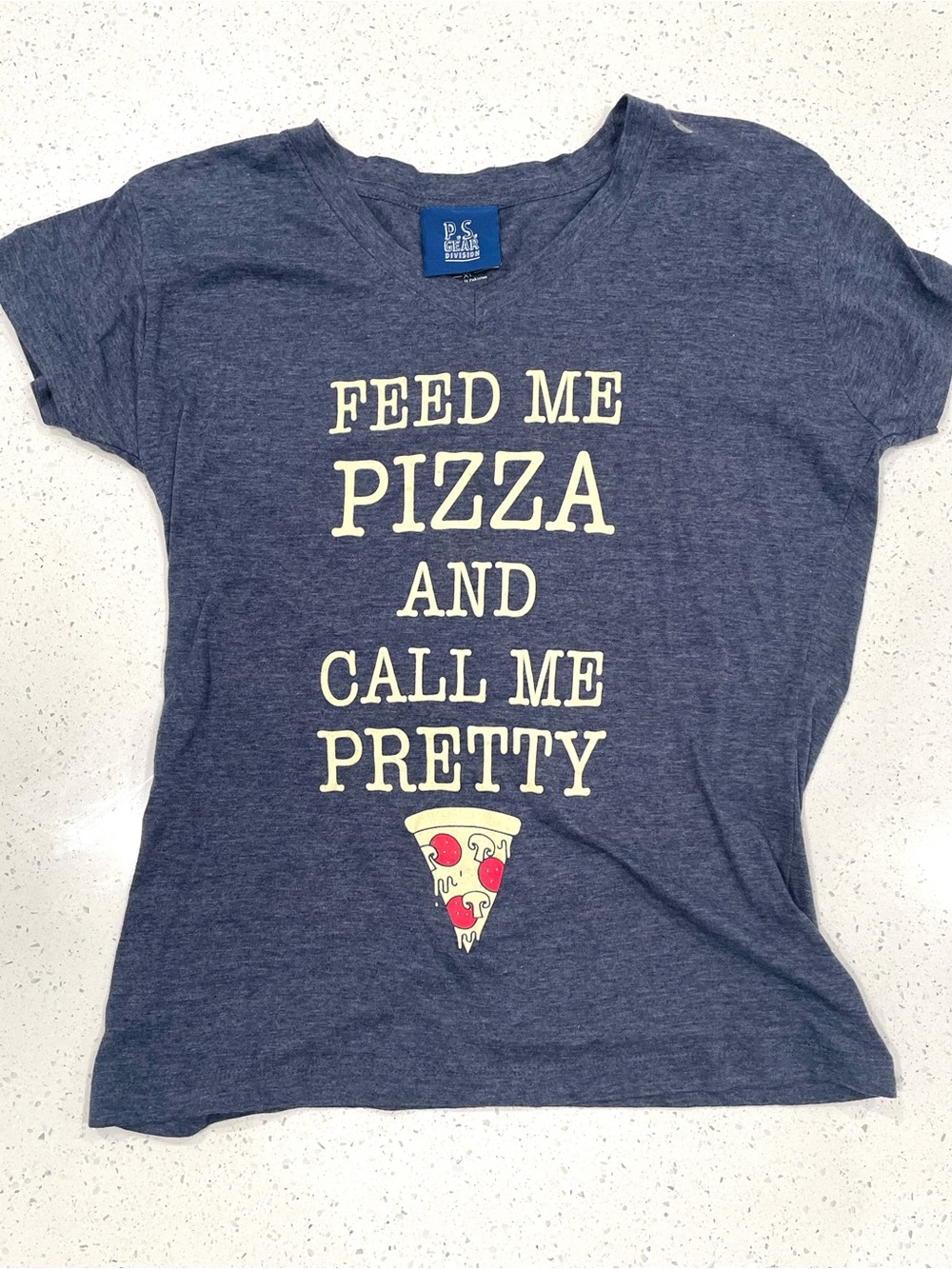Graphic Tee - Navy Feed Me Pizza Slogan